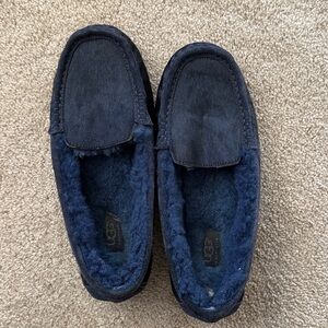 UGG Ansley Calf Hair Navy Shearling Sheepskin Moccasin Slipper Women’s